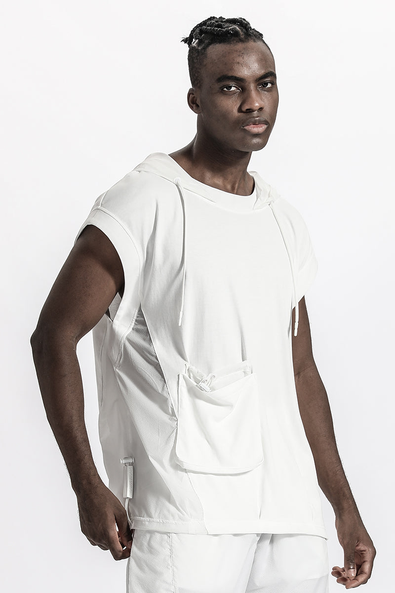 Patchwork panel Warrior Tank Tops (Sleeveless Tops) With Multi-Pocket Design For men