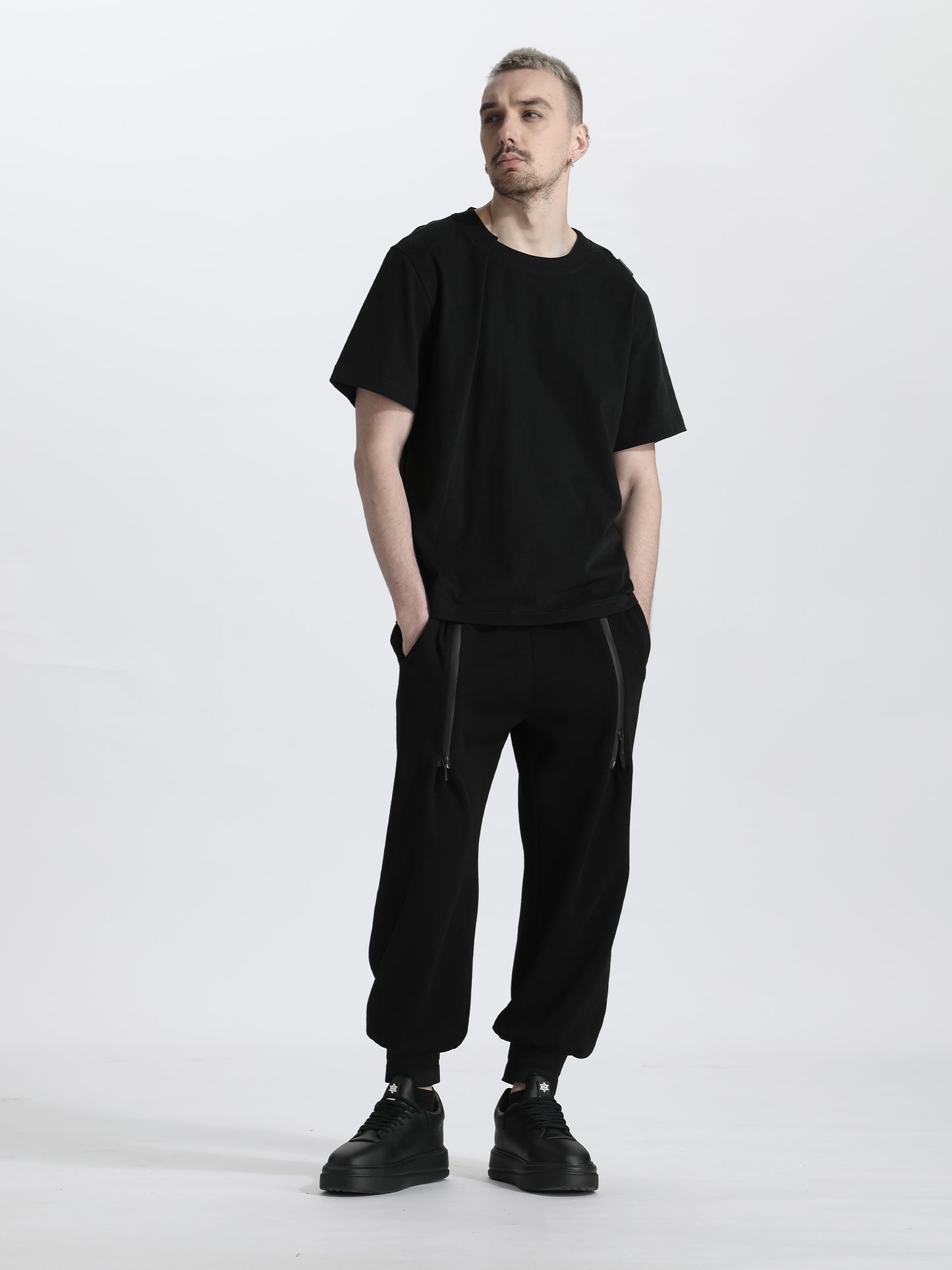 Patchwork panel Warrior T-Shirts With Multi-Pocket Design For men