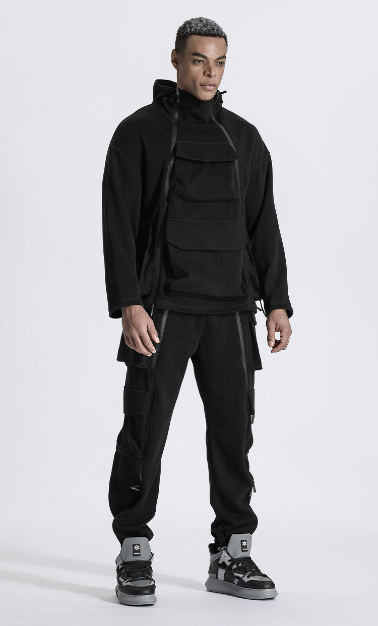 Futuristic Design Warrior Cargo Pants With Elastic Waistband For men