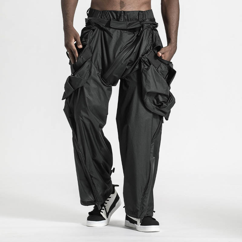 Futuristic Design Warrior Cargo Pants With Adjustable Drawstring For men