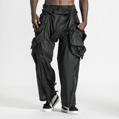 Futuristic Design Warrior Cargo Pants With Adjustable Drawstring For men