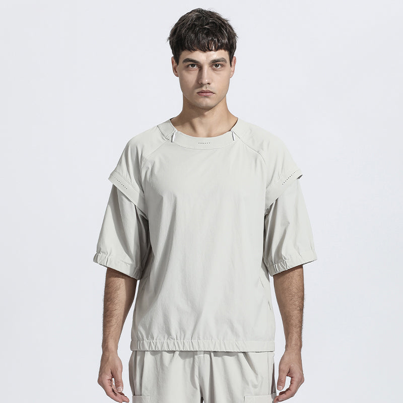 Patchwork panel Warrior T-Shirts With Multi-Pocket Design For men