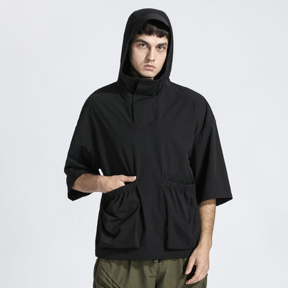 Patchwork panel Warrior Shirts With Multi-Pocket Design For men