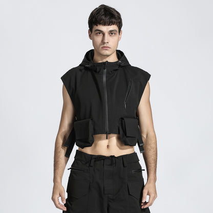 Patchwork panel Warrior Vests With Multi-Pocket Design For men
