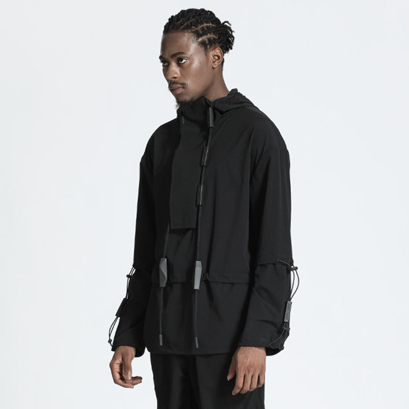 Cyberpunk Aesthetic Warrior Jackets With Adjustable Drawstring For men