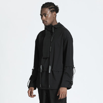 Cyberpunk Aesthetic Warrior Jackets With Adjustable Drawstring For men