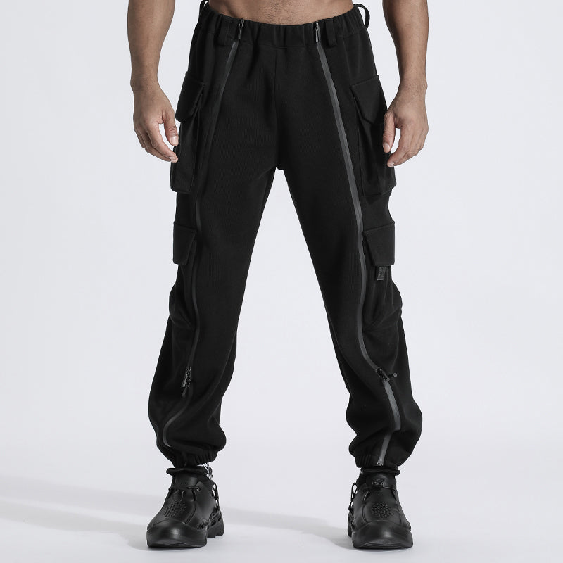 Futuristic Design Warrior Cargo Pants With Elastic Waistband For men