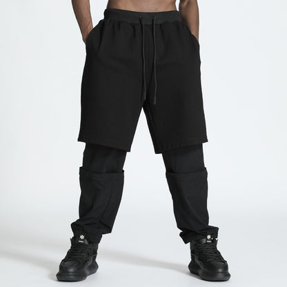Patchwork panel Warrior Sweatpants With Elastic Waistband For men