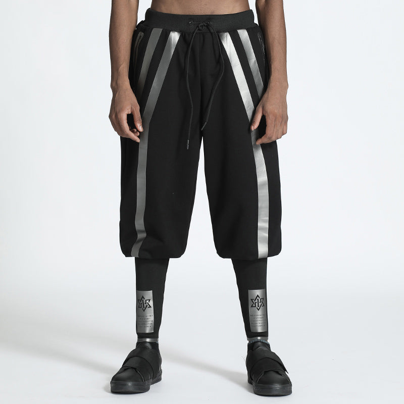 Techwear Style Warrior Sweatpants With Elastic Waistband For men