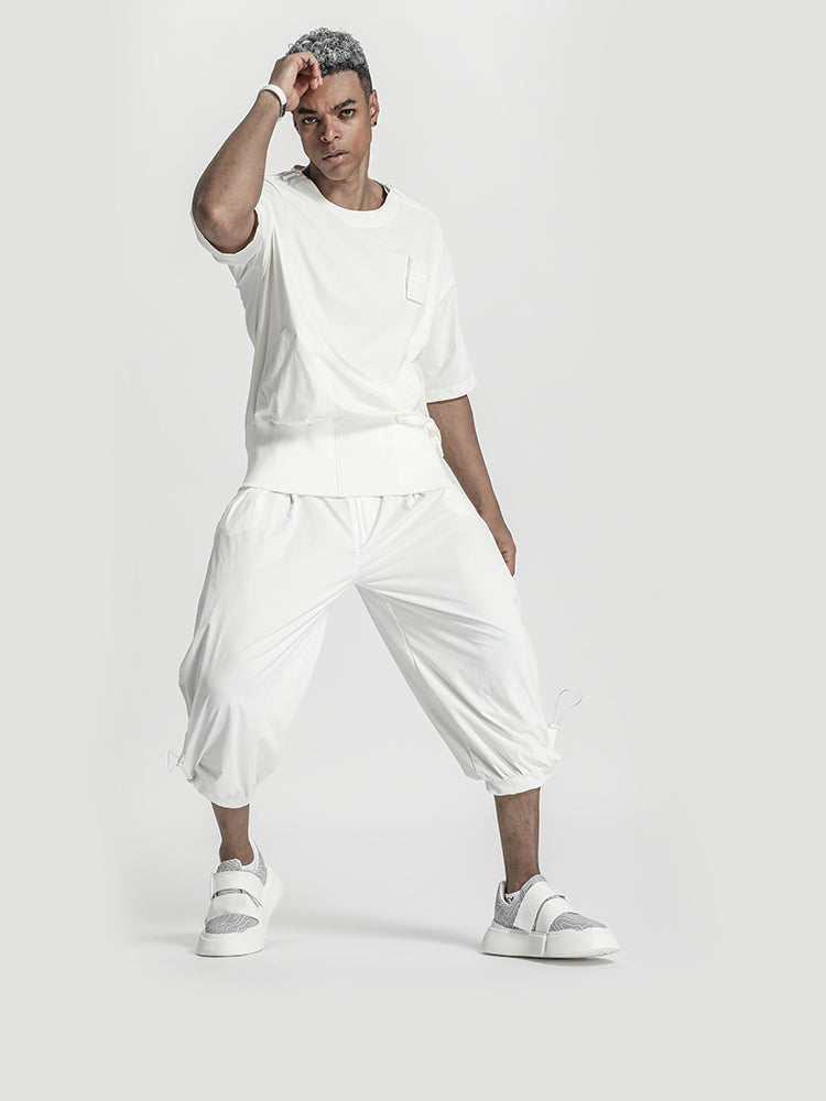 Patchwork panel Warrior T-Shirts With Ribbed Cuffs/Hem For men