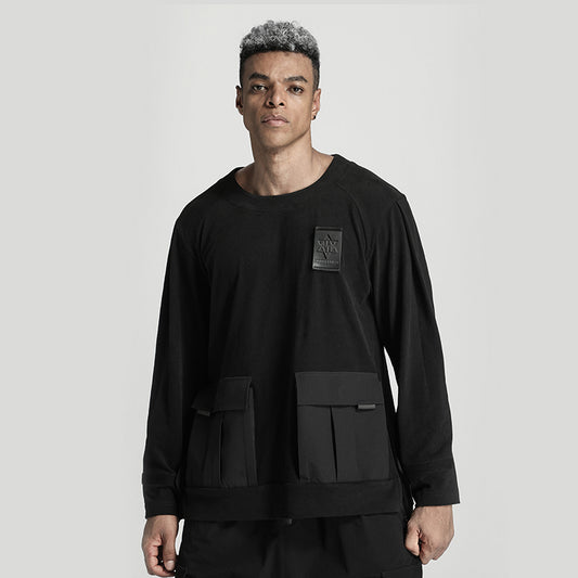 Patchwork panel Warrior T-Shirts With Ribbed Cuffs/Hem For men