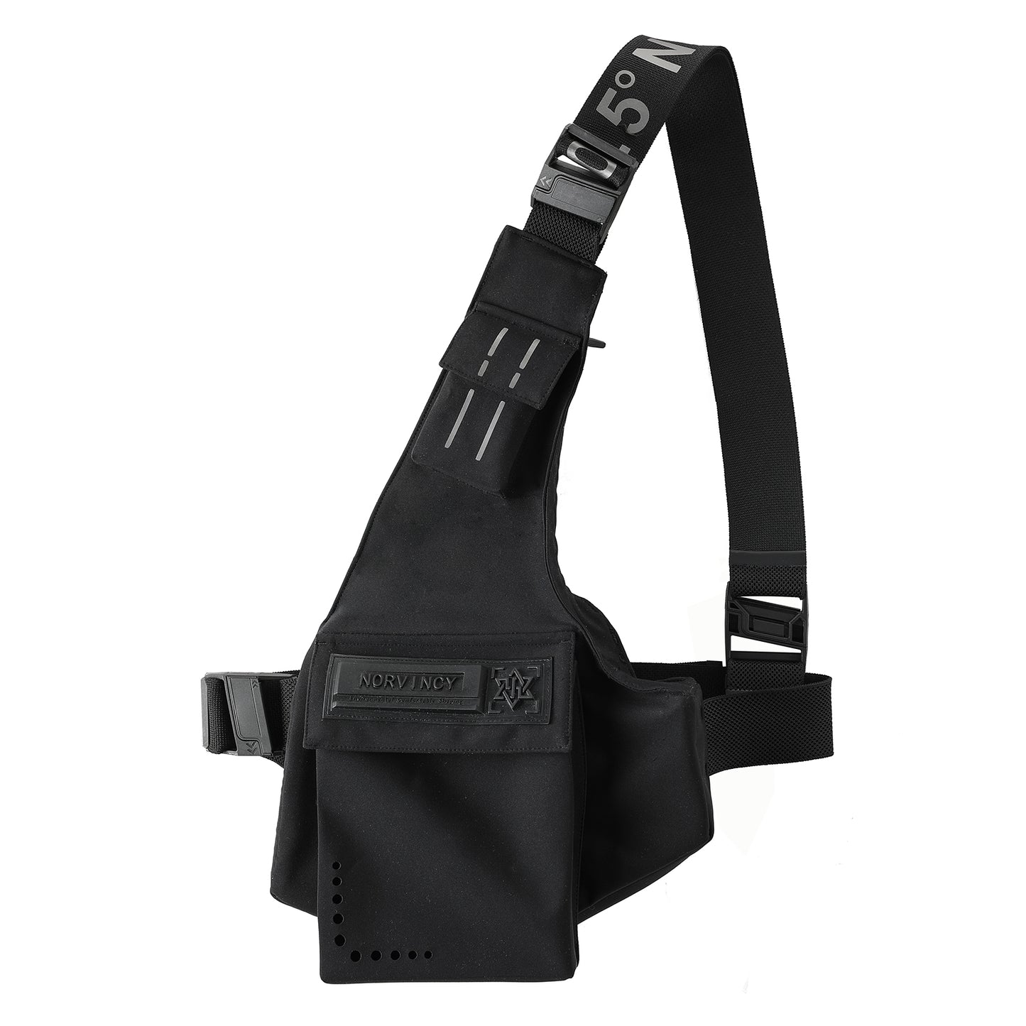 Techwear Style Warrior Bags (Backpacks & Bags) With Magnetic Buckle Black Sling Bag For men