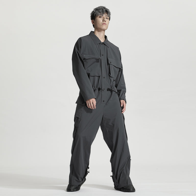 Utilitarian Warrior Jumpsuits With Multi-Pocket Design For men