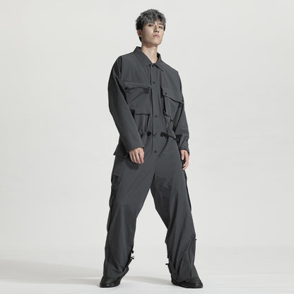 Utilitarian Warrior Jumpsuits With Multi-Pocket Design For men