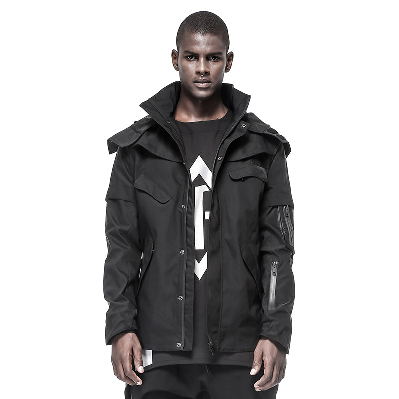 Cyberpunk Aesthetic Warrior Windbreakers With Multi-Pocket Design For men