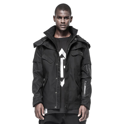 Cyberpunk Aesthetic Warrior Windbreakers With Multi-Pocket Design For men