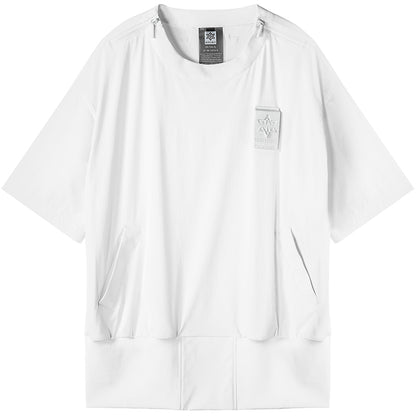 Patchwork panel Warrior T-Shirts With Ribbed Cuffs/Hem For men
