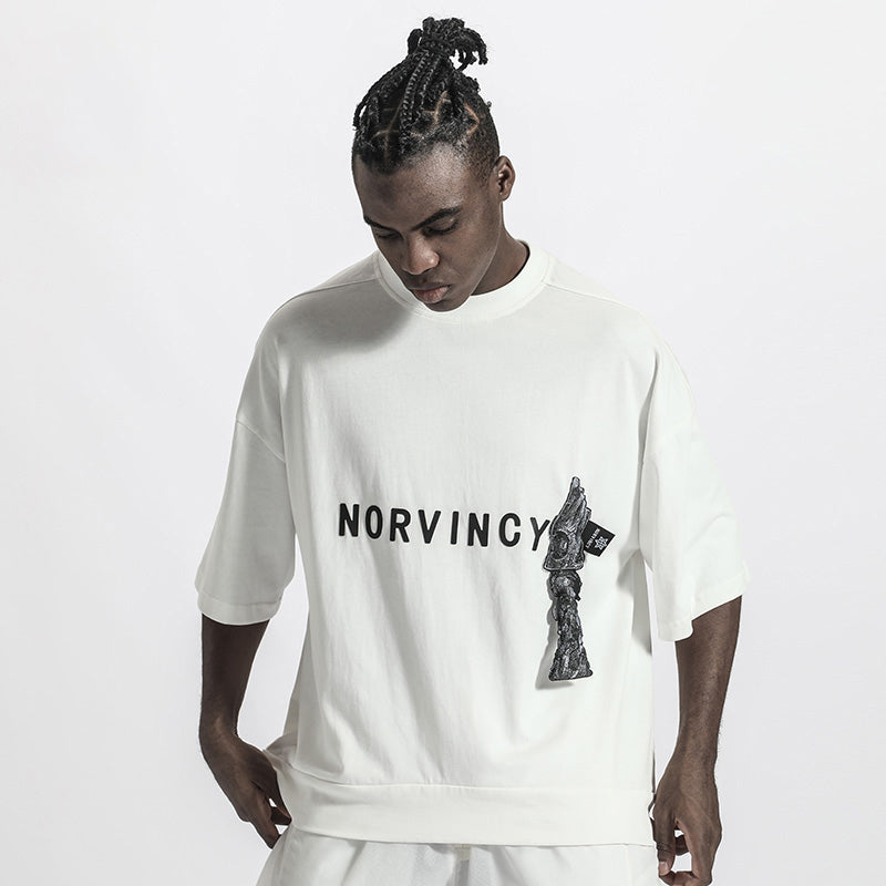 Streetwear Warrior T-Shirts With Ribbed Cuffs/Hem For men