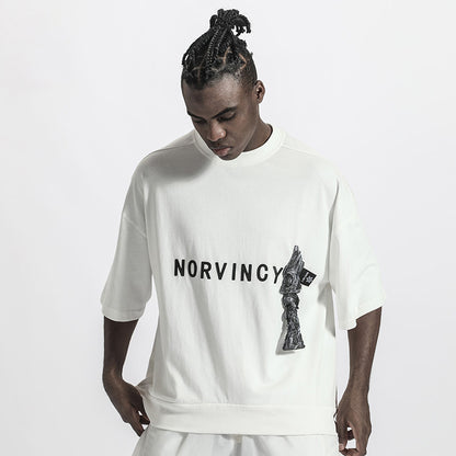 Streetwear Warrior T-Shirts With Ribbed Cuffs/Hem For men