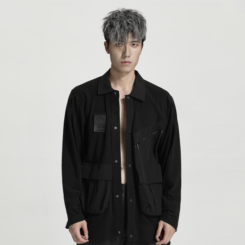Utilitarian Warrior Shirts With Multi-Pocket Design For men