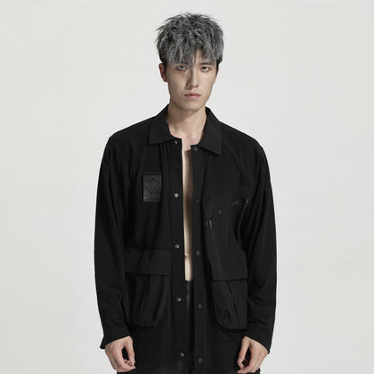 Utilitarian Warrior Shirts With Multi-Pocket Design For men