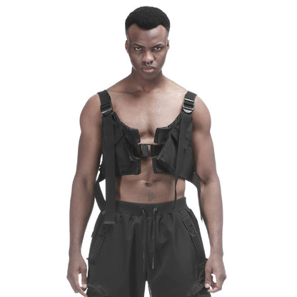 Cyberpunk Aesthetic Warrior Vests With Multi-Pocket Design For men