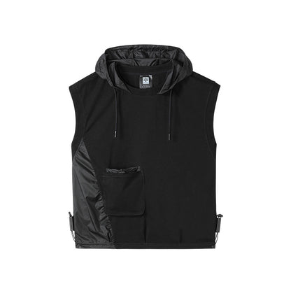 Patchwork panel Warrior Tank Tops (Sleeveless Tops) With Multi-Pocket Design For men