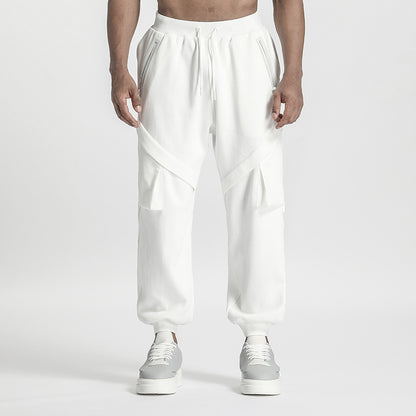 Patchwork panel Warrior Sweatpants With Multi-Pocket Design For men
