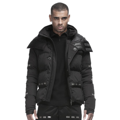 Cropped Length Warrior Padded Jackets With Magnetic Buckles For men
