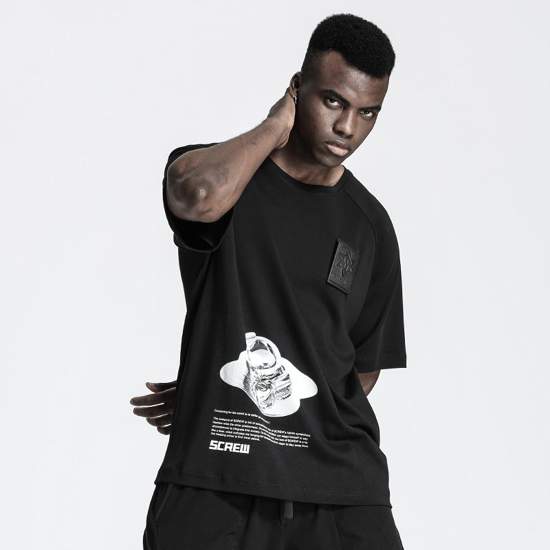 Loose/Relaxed Fit Warrior T-Shirts With Patchwork panel For men