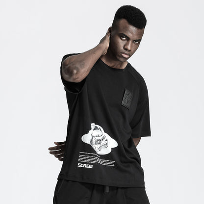 Loose/Relaxed Fit Warrior T-Shirts With Patchwork panel For men