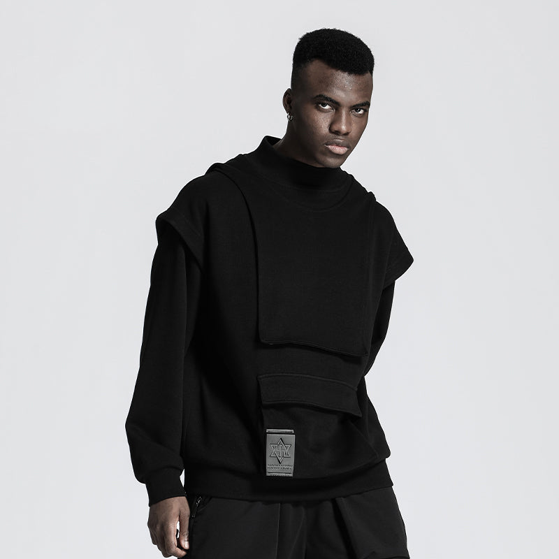 Patchwork panel Warrior Knitwear With Multi-Pocket Design For men