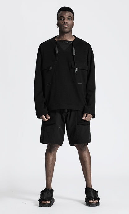 Utilitarian Warrior Hoodies & Sweatshirts With Adjustable Drawstring For men