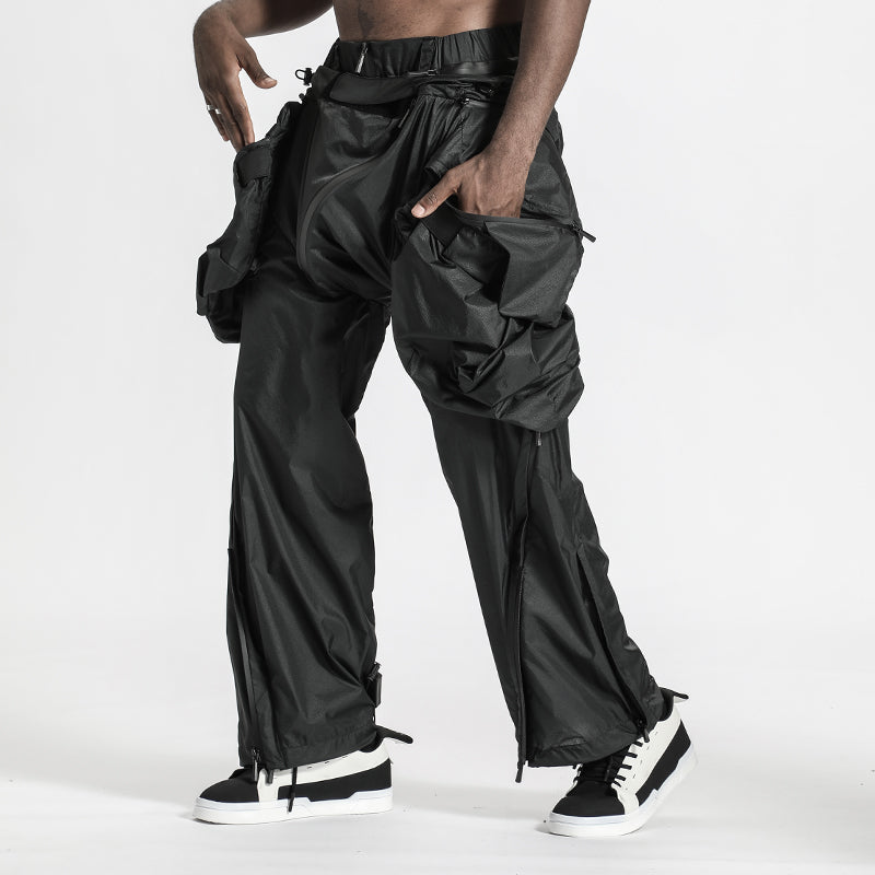 Futuristic Design Warrior Cargo Pants With Adjustable Drawstring For men