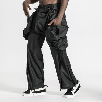 Futuristic Design Warrior Cargo Pants With Adjustable Drawstring For men