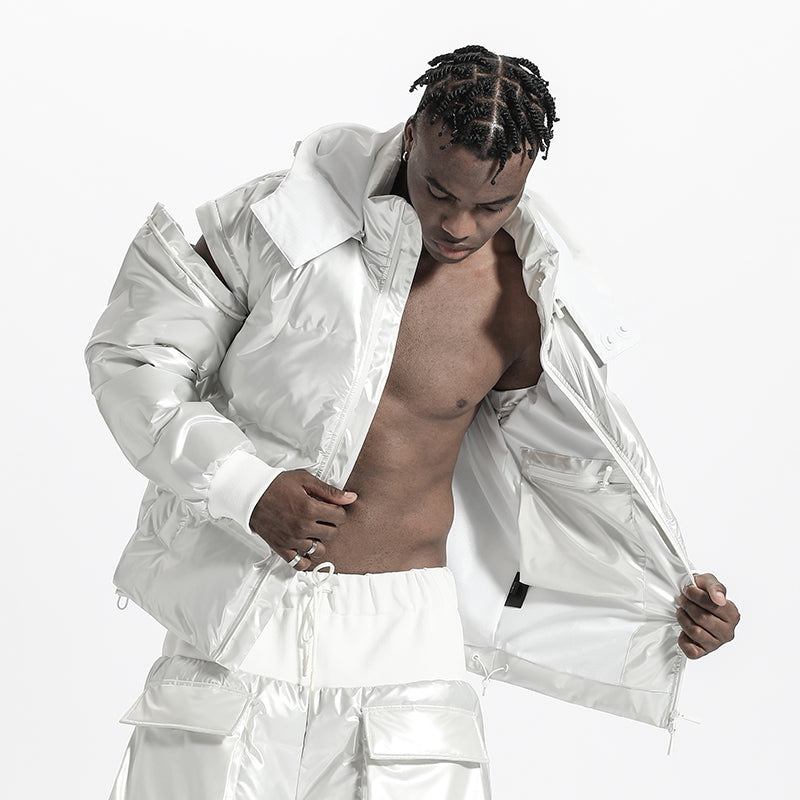 Cyberpunk Aesthetic Warrior Padded Jackets With Zip-Off Sleeves For men