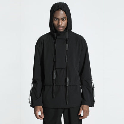 Cyberpunk Aesthetic Warrior Jackets With Adjustable Drawstring For men