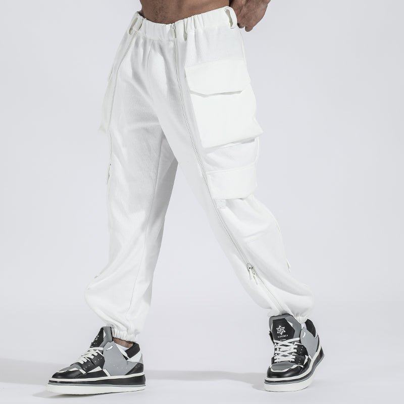 Futuristic Design Warrior Cargo Pants With Elastic Waistband For men