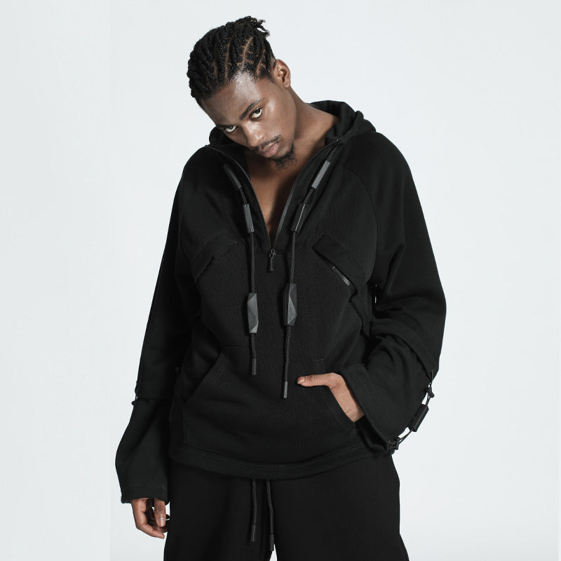 Futuristic Design Warrior Hoodies & Sweatshirts With Ribbed Cuffs/Hem For men