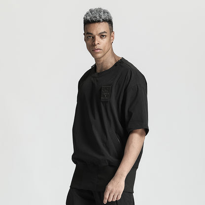Patchwork panel Warrior T-Shirts With Ribbed Cuffs/Hem For men