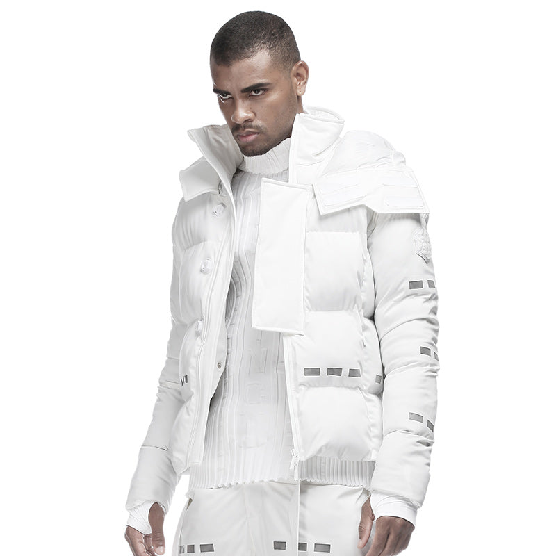 Cropped Length Warrior Padded Jackets With Magnetic Buckles For men