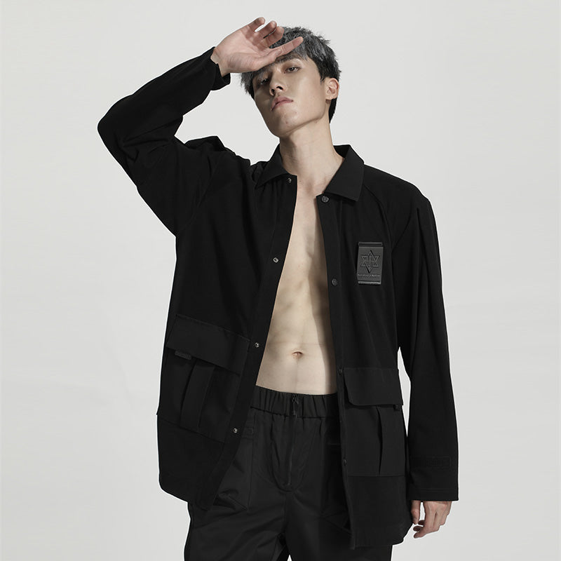 Utilitarian Warrior Shirts With Multi-Pocket Design For men