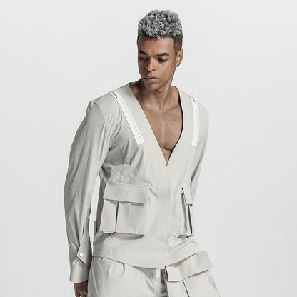 Futuristic Design Warrior Jackets With Magnetic Buckles For men