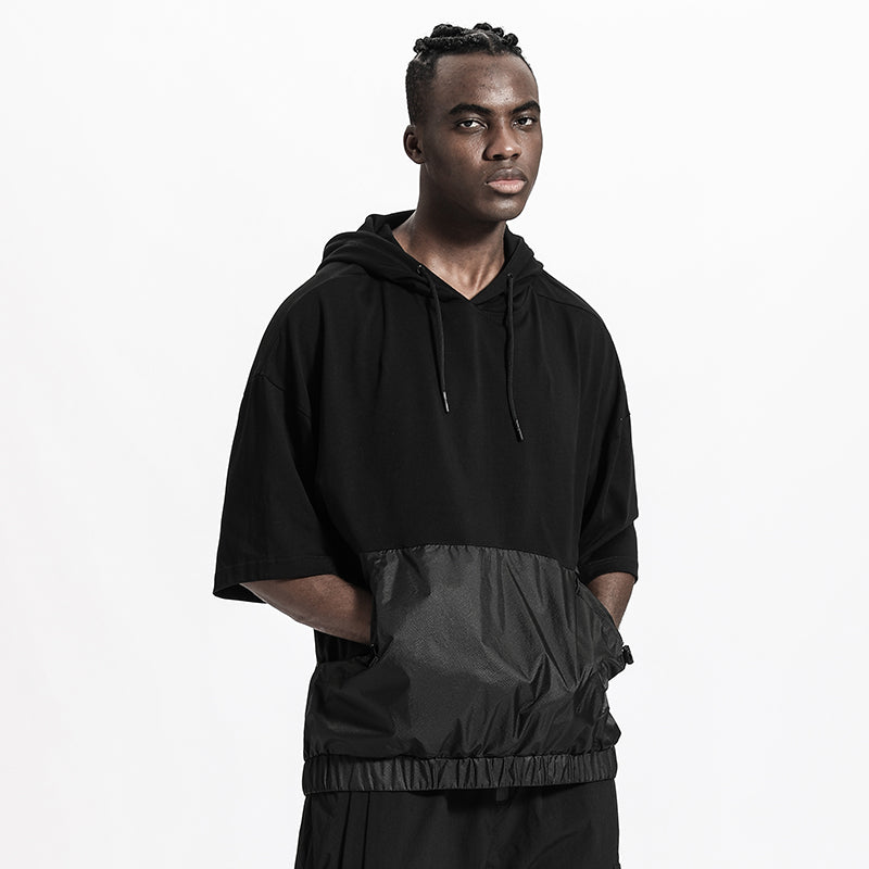 Patchwork panel Warrior T-Shirts With Adjustable Drawstring For men