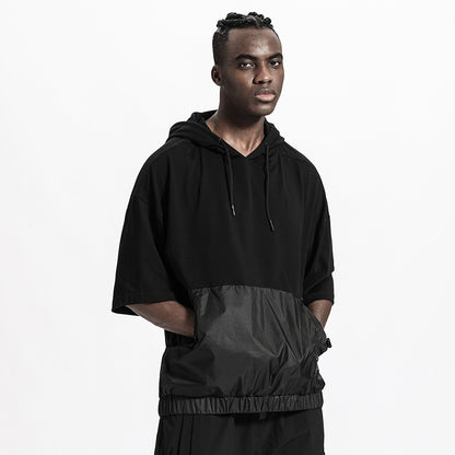 Patchwork panel Warrior T-Shirts With Adjustable Drawstring For men