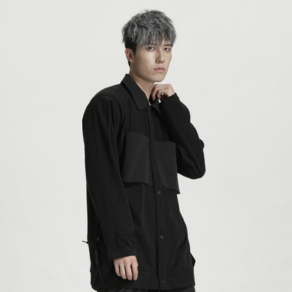 Patchwork panel Warrior Shirts With Multi-Pocket Design For men