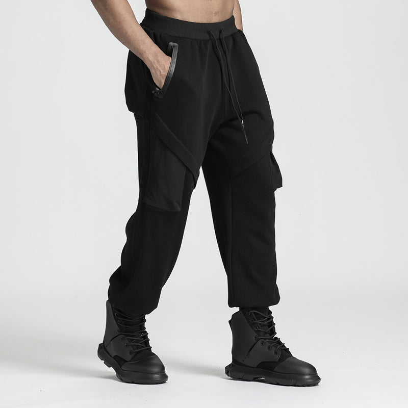 Patchwork panel Warrior Sweatpants With Multi-Pocket Design For men