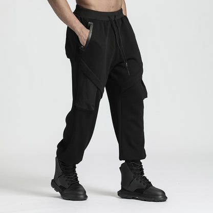 Patchwork panel Warrior Sweatpants With Multi-Pocket Design For men