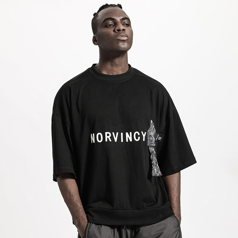 Streetwear Warrior T-Shirts With Ribbed Cuffs/Hem For men
