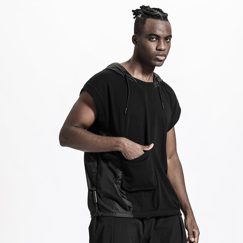 Patchwork panel Warrior Tank Tops (Sleeveless Tops) With Multi-Pocket Design For men